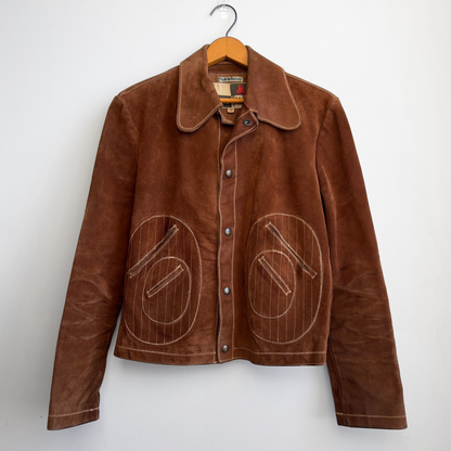 1960s Chess King Brown Visible Stitch Suede Leather Jacket  - Shop ThreadCount Vintage Co.