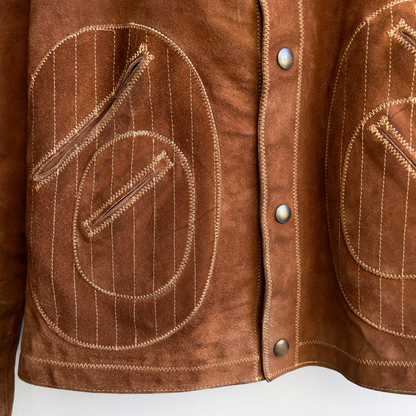 1960s Chess King Brown Visible Stitch Suede Leather Jacket  - Shop ThreadCount Vintage Co.
