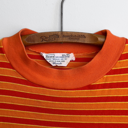 1960s Orange Striped Combed Cotton Tee  - Shop ThreadCount Vintage Co.