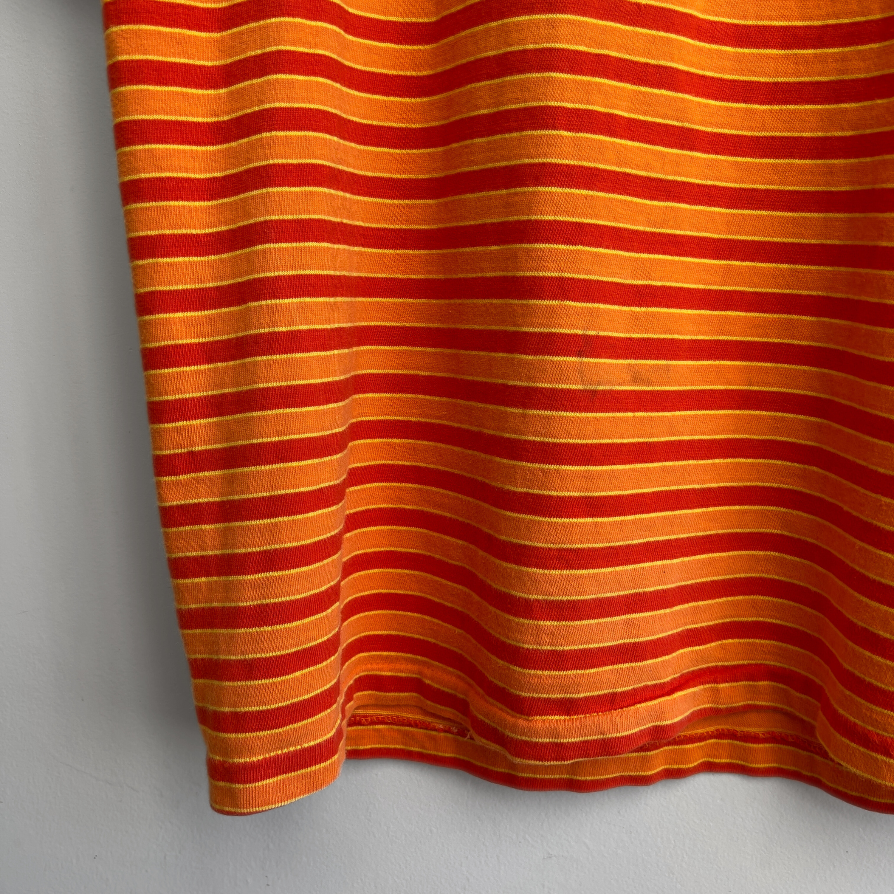 Vintage 1960s Orange Striped Combed Cotton Tee  - Shop ThreadCount Vintage Co.