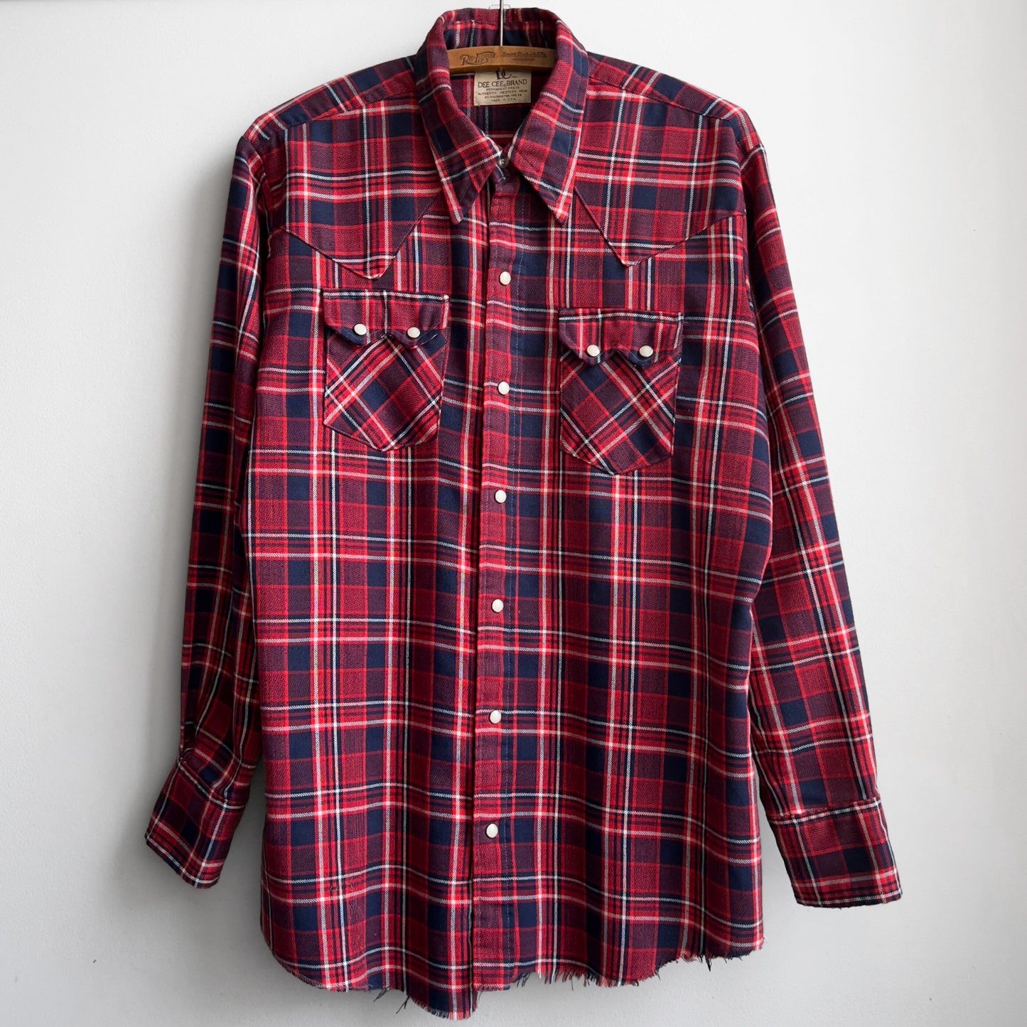 Vintage 1980s Red & Navy Pearl Snap Western Plaid Shirt  - Shop ThreadCount Vintage Co.