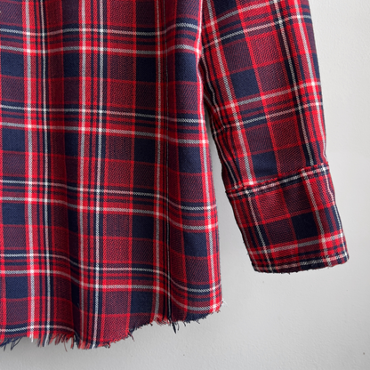 1980s Red & Navy Pearl Snap Western Plaid Shirt  - Shop ThreadCount Vintage Co.