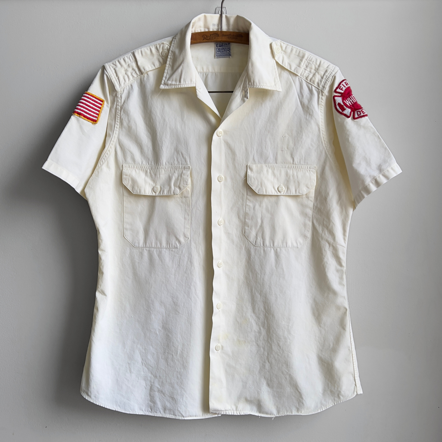 Vintage 1950s Whiting Indiana Fire Dept. Cotton Poplin Uniform Shirt  - Shop ThreadCount Vintage Co.