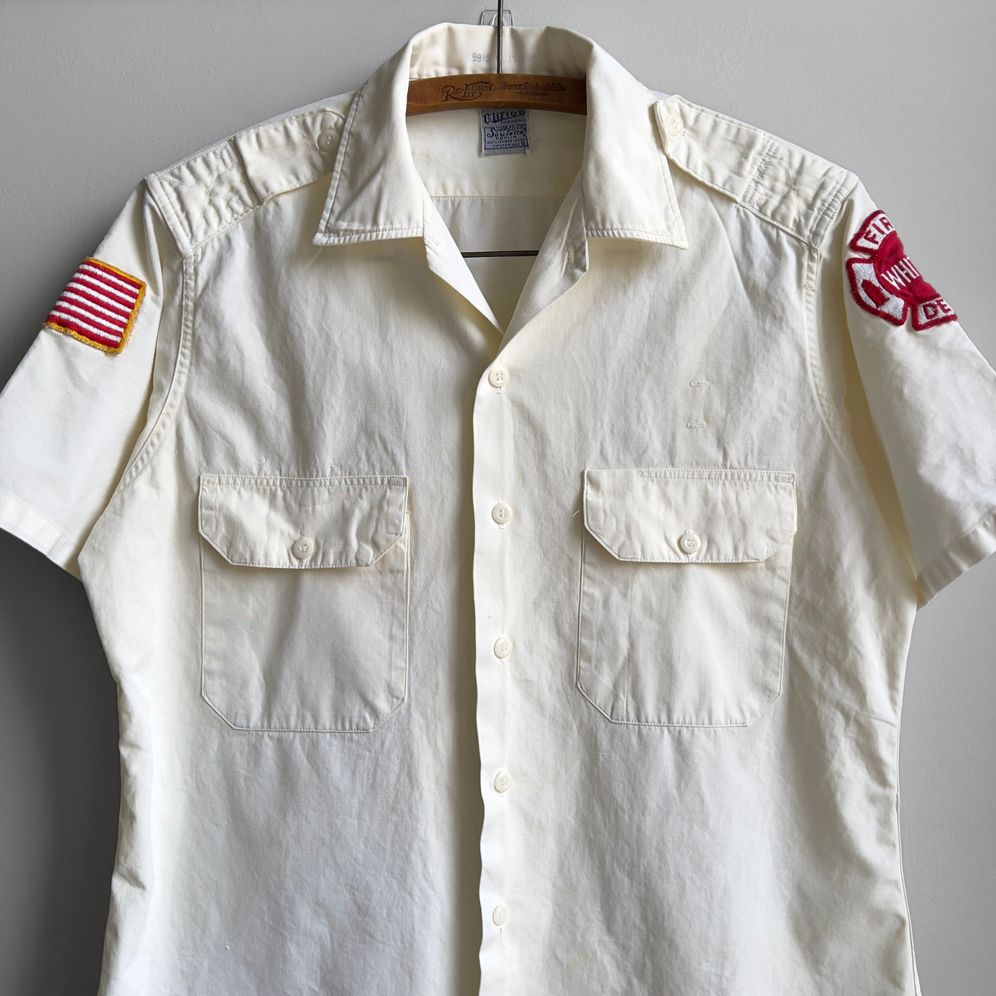 Vintage 1950s Whiting Indiana Fire Dept. Cotton Poplin Uniform Shirt  - Shop ThreadCount Vintage Co.