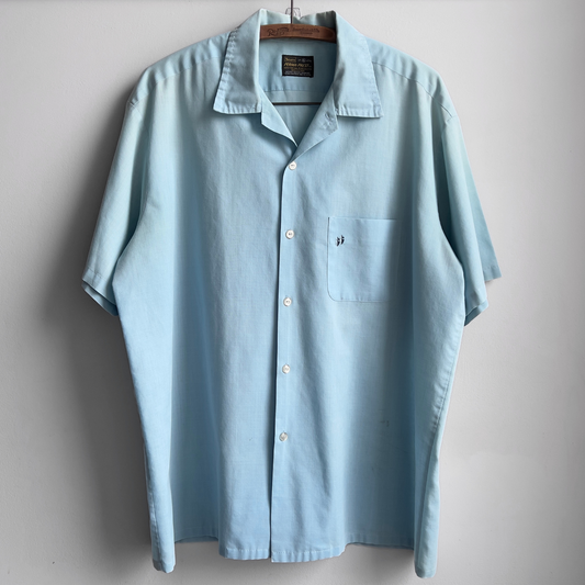 Vintage 1970s Sears Perma-Prest Baby Blue Short Sleeve Shirt  - Shop ThreadCount Vintage Co.