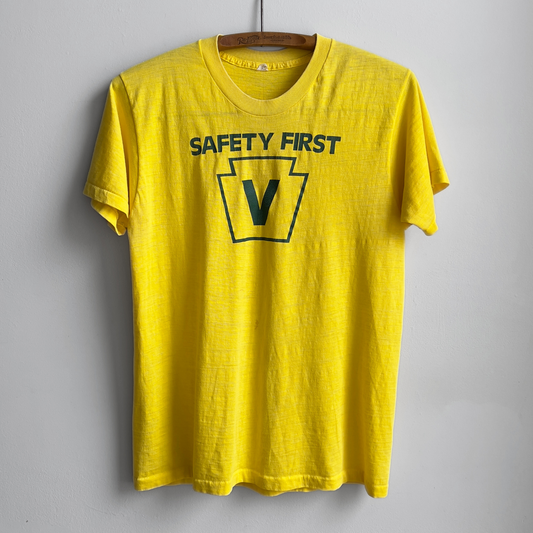 Vintage 1970s Vulcan Mold Safety First Threadbare Graphic Tee  - Shop ThreadCount Vintage Co.