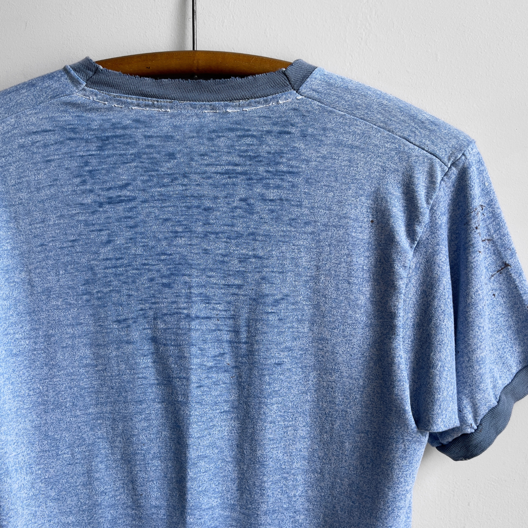 Vintage 1970s Faded Blue Threadbare Concrete Mixers Ringer Tee  - Shop ThreadCount Vintage Co.