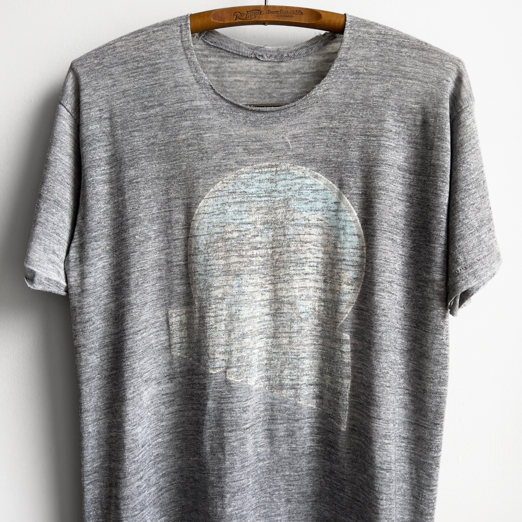 Vintage 1970s Faded Grey Threadbare Graphic Tee  - Shop ThreadCount Vintage Co.