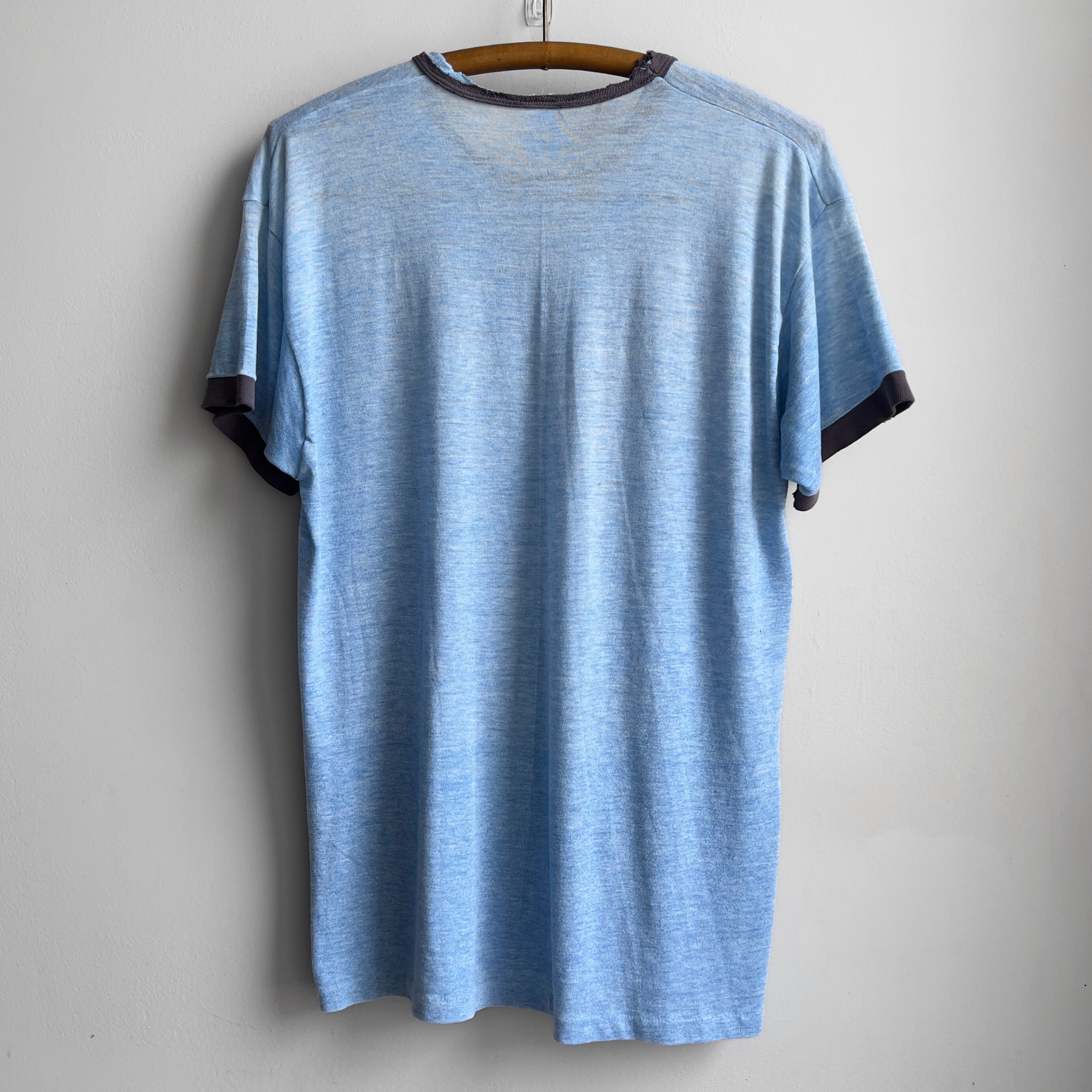 Vintage 1970s Faded & Distressed Blue Louisiana Ringer Tee  - Shop ThreadCount Vintage Co.