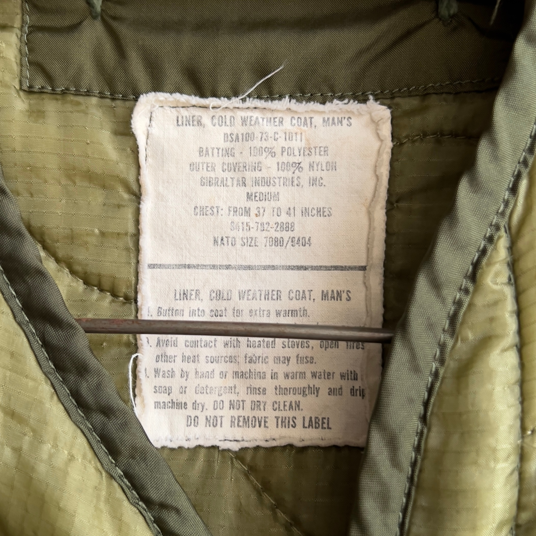 Vintage 1970s U.S. Military Cold Weather Olive Green Quilted Jacket Liner  - Shop ThreadCount Vintage Co.