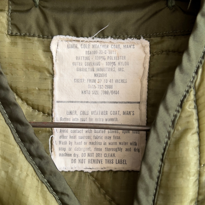 1970s U.S. Military M-51 Cold Weather Quilted Jacket Liner  - Shop ThreadCount Vintage Co.
