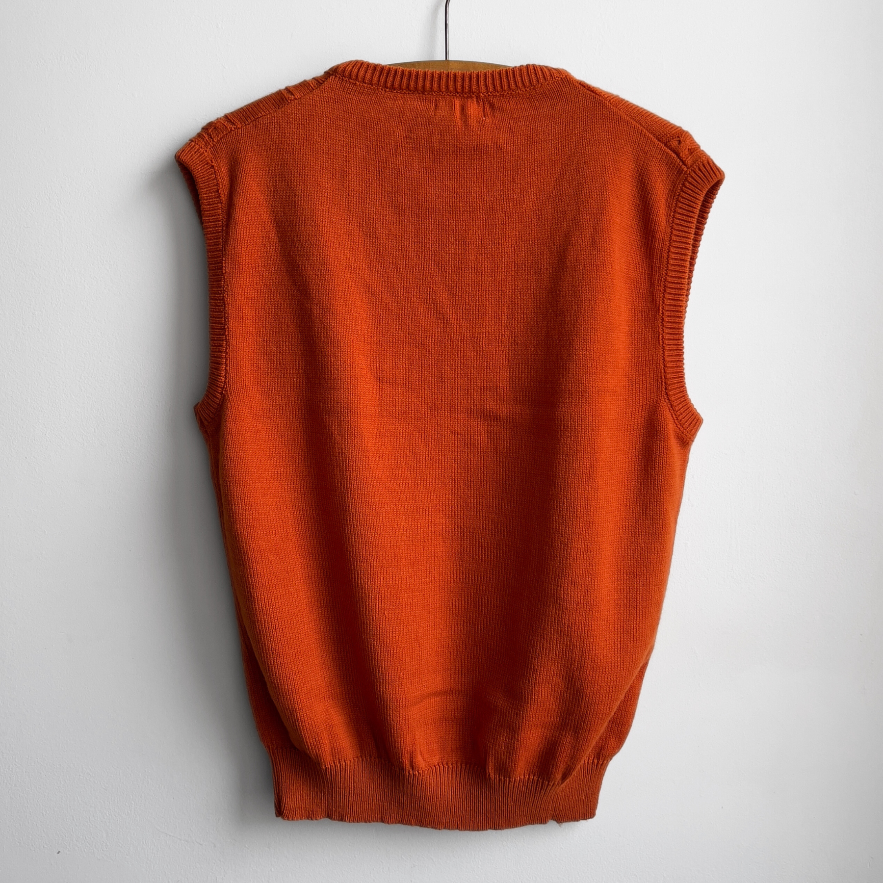 Vintage 1970s K-Mart Orange Cable Knit Sweater Vest  - Shop ThreadCount Vintage Co.