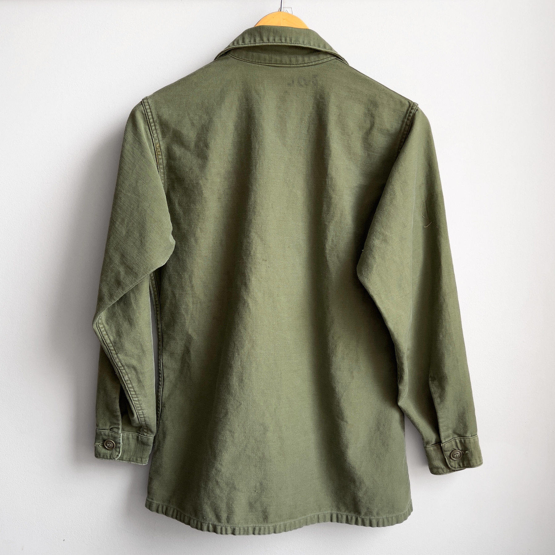 Vintage 1960s USMC OG 107 Sateen Olive Green Fatigue Field Shirt  - Shop ThreadCount Vintage Co.