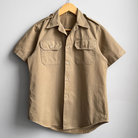 Vintage 1960s U.S. Air Force Khaki Tan Cotton Twill Uniform Work Shirt  - Shop ThreadCount Vintage Co.