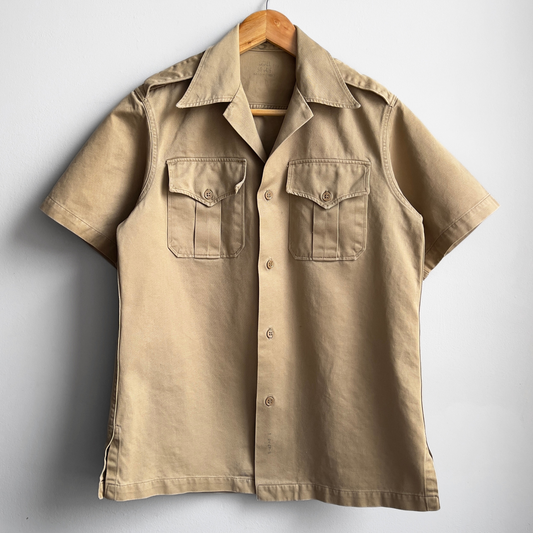 Vintage 1950s U.S. Air Force Khaki Tan Cotton Twill Uniform Work Shirt  - Shop ThreadCount Vintage Co.