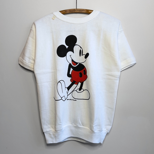 Vintage 1960s Mickey Mouse Walt Disney Deadstock White Short Sleeve Sweatshirt  - Shop ThreadCount Vintage Co.