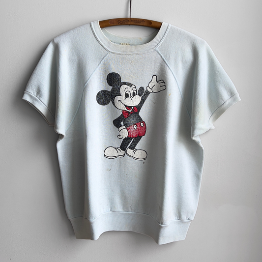 Vintage 1970s Mickey Mouse Construction Co Light Blue Sweatshirt  - Shop ThreadCount Vintage Co.