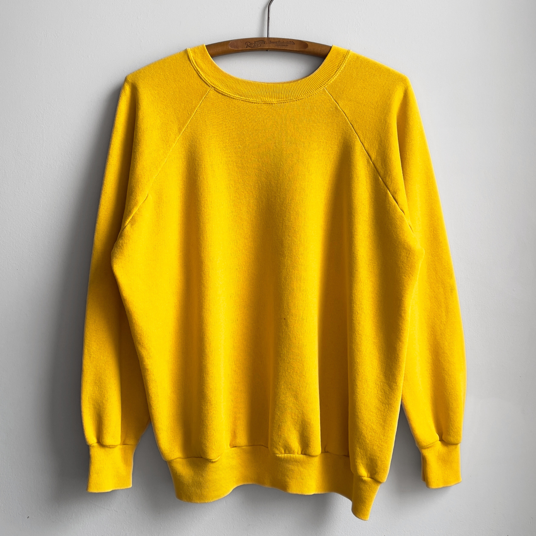 Vintage 1980s Faded Yellow Blank Raglan Sweatshirt  - Shop ThreadCount Vintage Co.