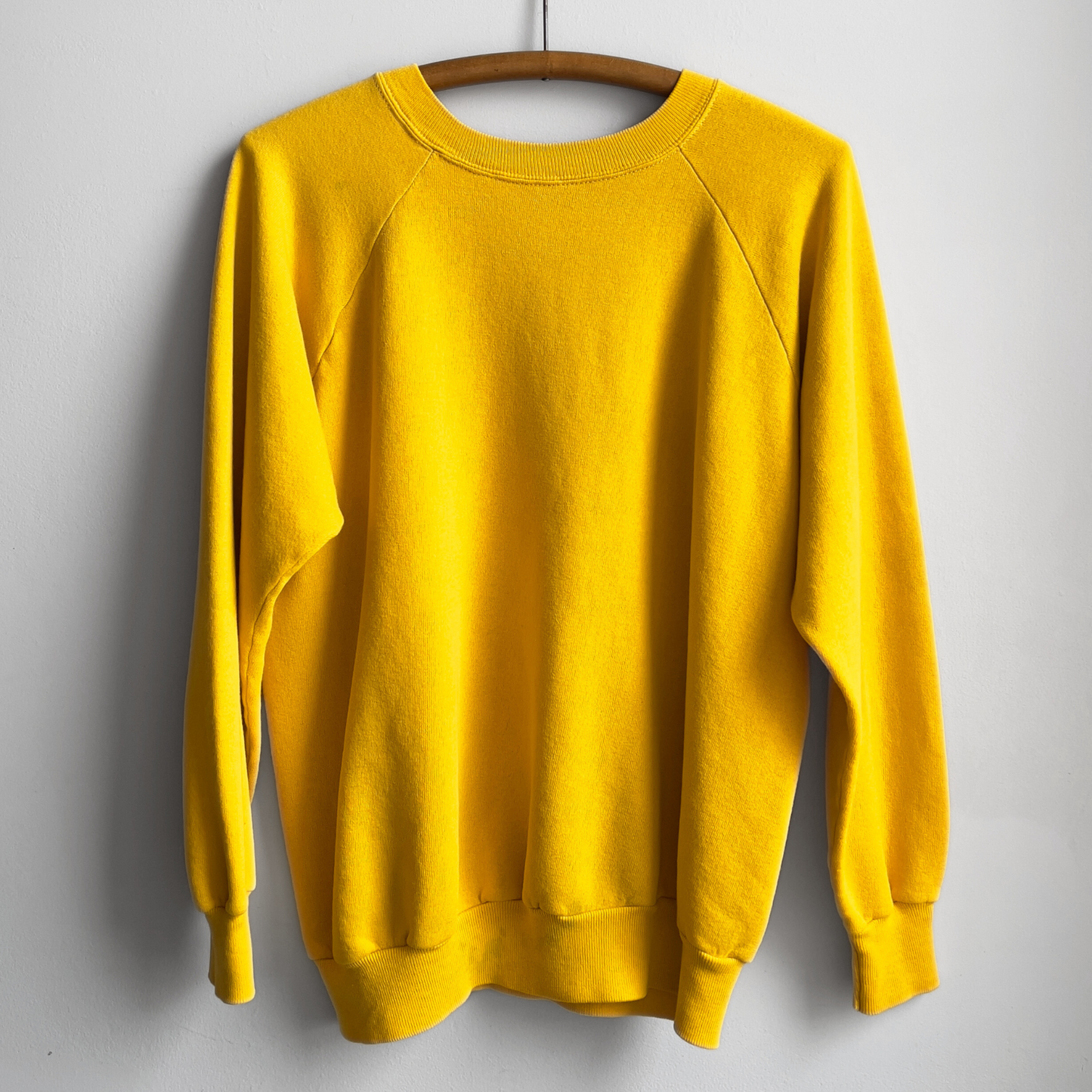 Vintage 1980s Faded Yellow Blank Raglan Sweatshirt  - Shop ThreadCount Vintage Co.