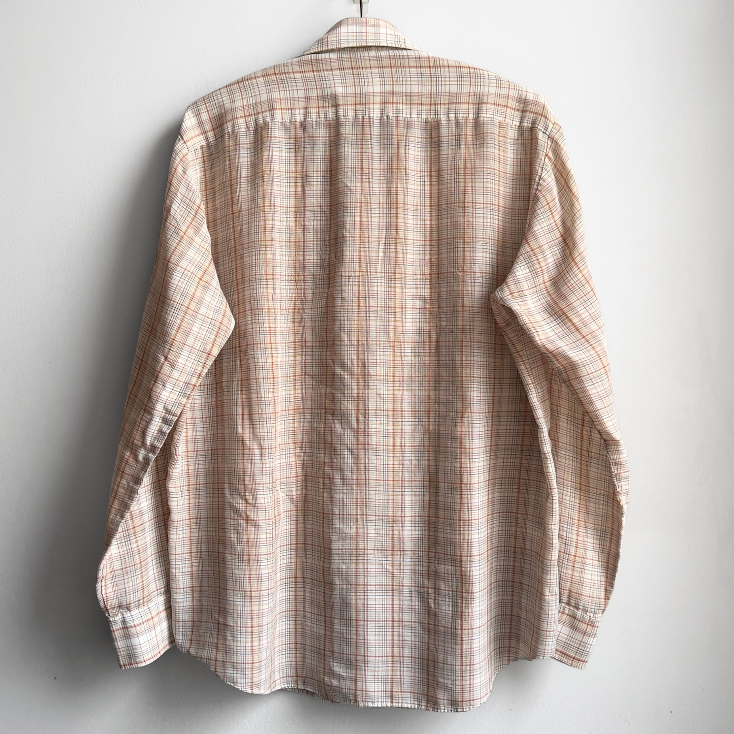 Vintage 1970s Tan & Orange Mutual Weave Plaid Shirt  - Shop ThreadCount Vintage Co.