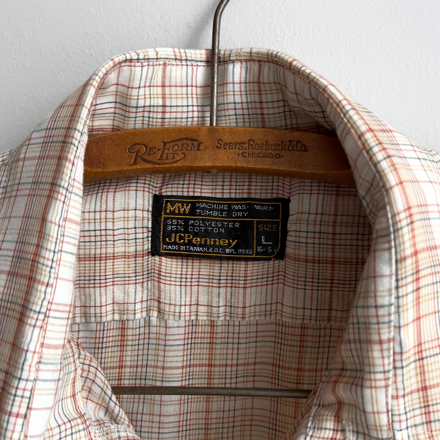 Vintage 1970s Tan & Orange Mutual Weave Plaid Shirt  - Shop ThreadCount Vintage Co.