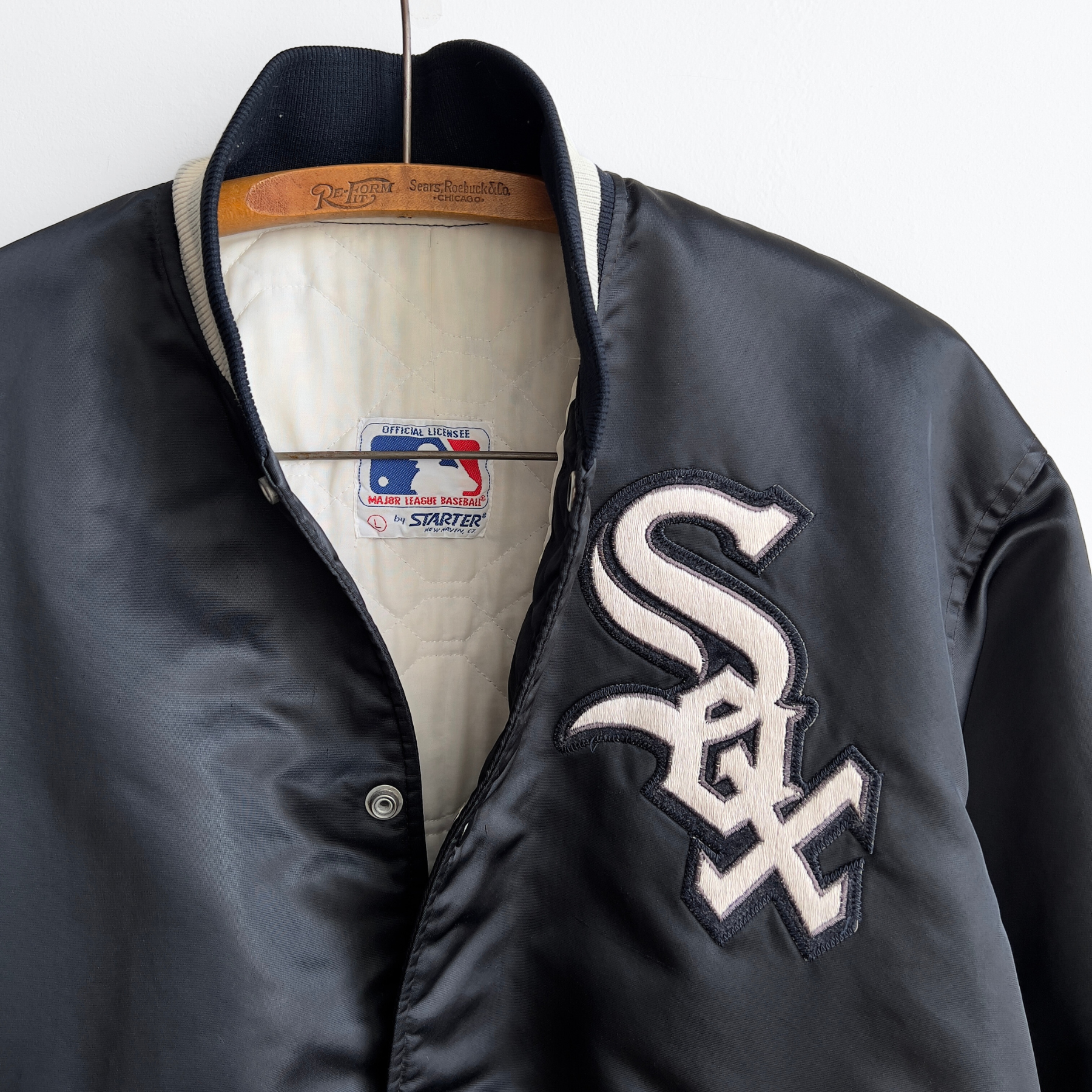 Vintage 1990s Chicago White Sox Starter Black Bomber Jacket  - Shop ThreadCount Vintage Co.