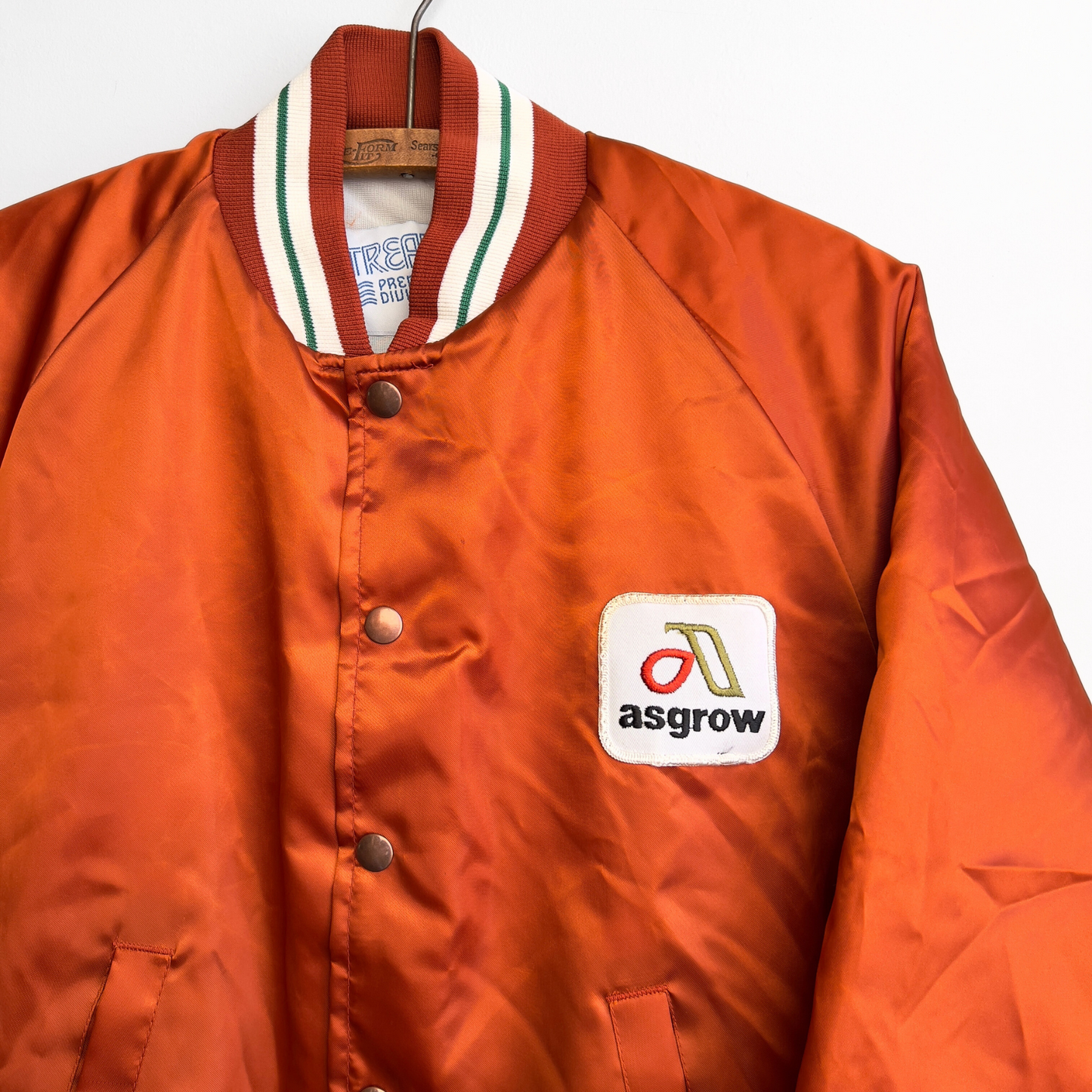 Vintage 1980s Orange Asgrow Seed Orange Bomber Jacket  - Shop ThreadCount Vintage Co.