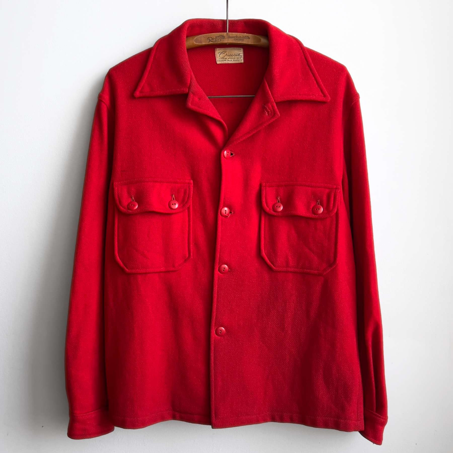 Vintage 1960s Red Wool Heavy Hunting Shirt Jacket  - Shop ThreadCount Vintage Co.