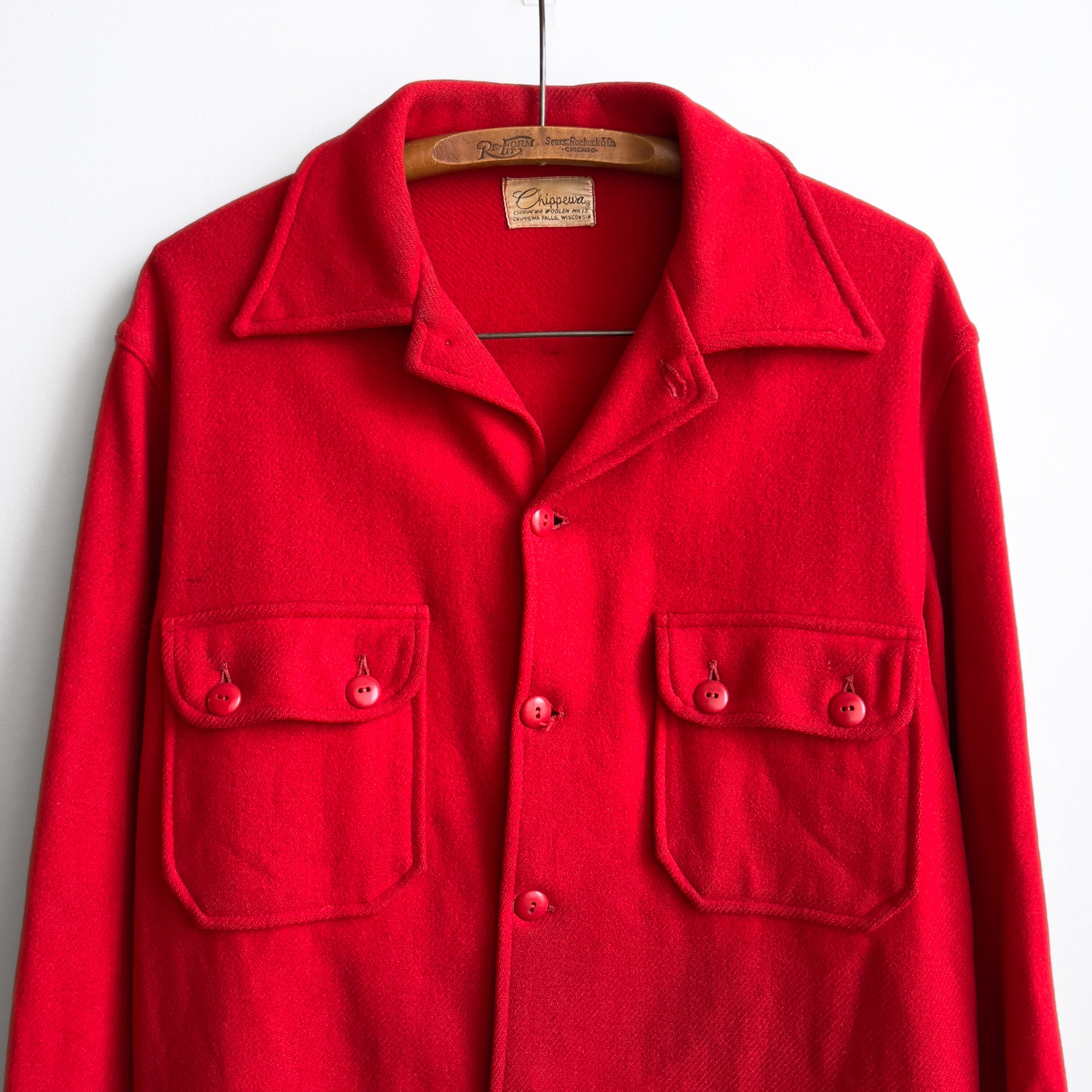 Vintage 1960s Red Wool Heavy Hunting Shirt Jacket  - Shop ThreadCount Vintage Co.