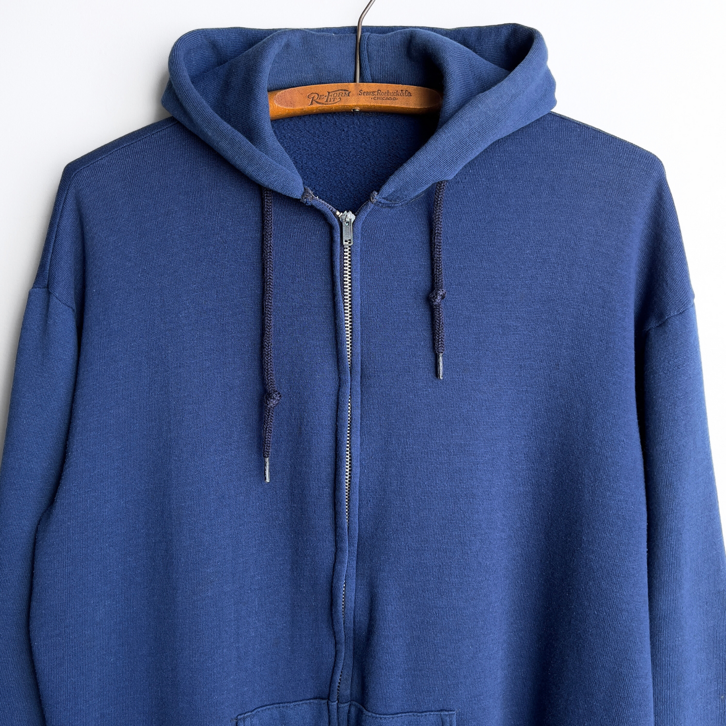 Vintage 1970s Navy Blue Blank Zip Up Hoodie  - Shop ThreadCount Vintage Co.