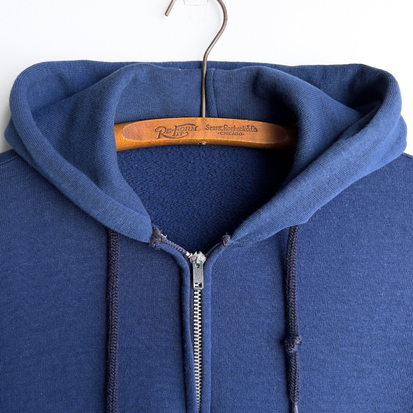 Vintage 1970s Navy Blue Blank Zip Up Hoodie  - Shop ThreadCount Vintage Co.