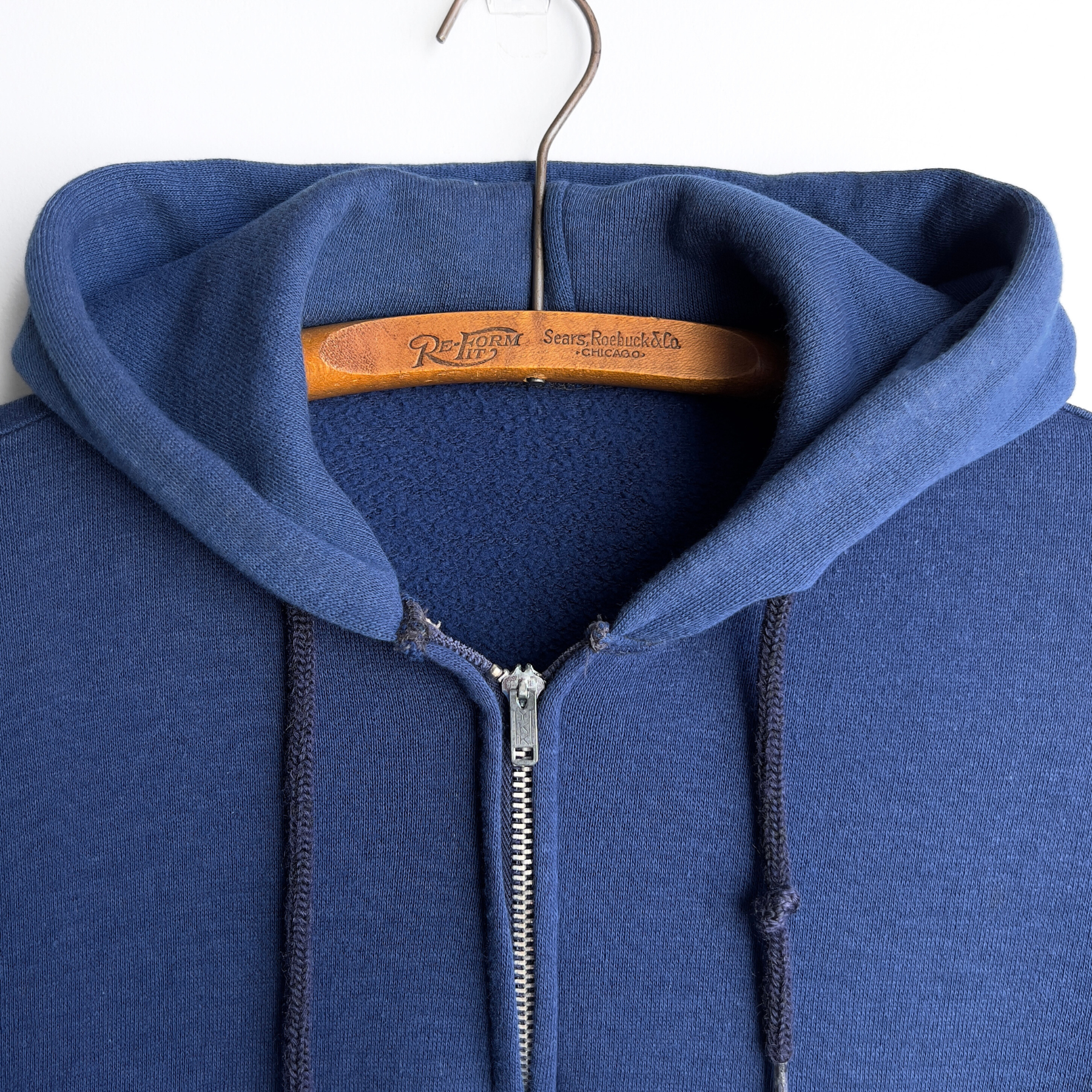 Vintage 1970s Navy Blue Blank Zip Up Hoodie  - Shop ThreadCount Vintage Co.