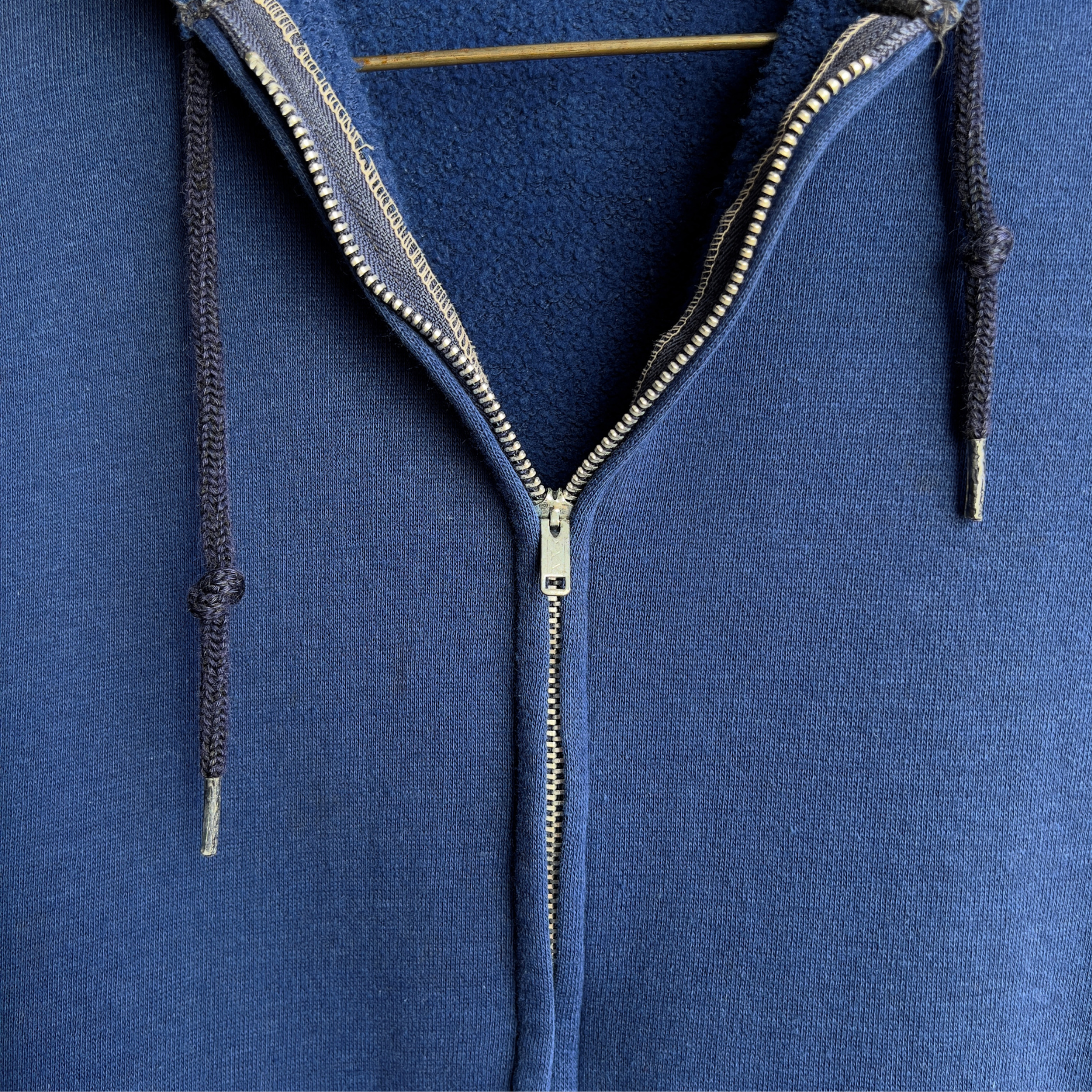 Vintage 1970s Navy Blue Blank Zip Up Hoodie  - Shop ThreadCount Vintage Co.