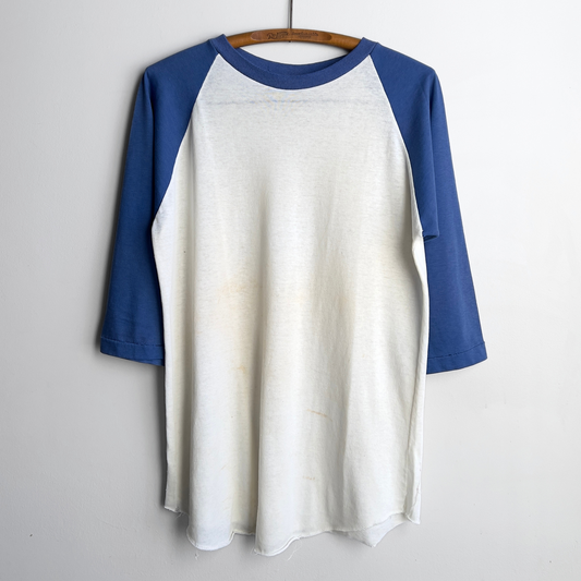 Vintage 1980s Blue & White Raglan Baseball Tee  - Shop ThreadCount Vintage Co.