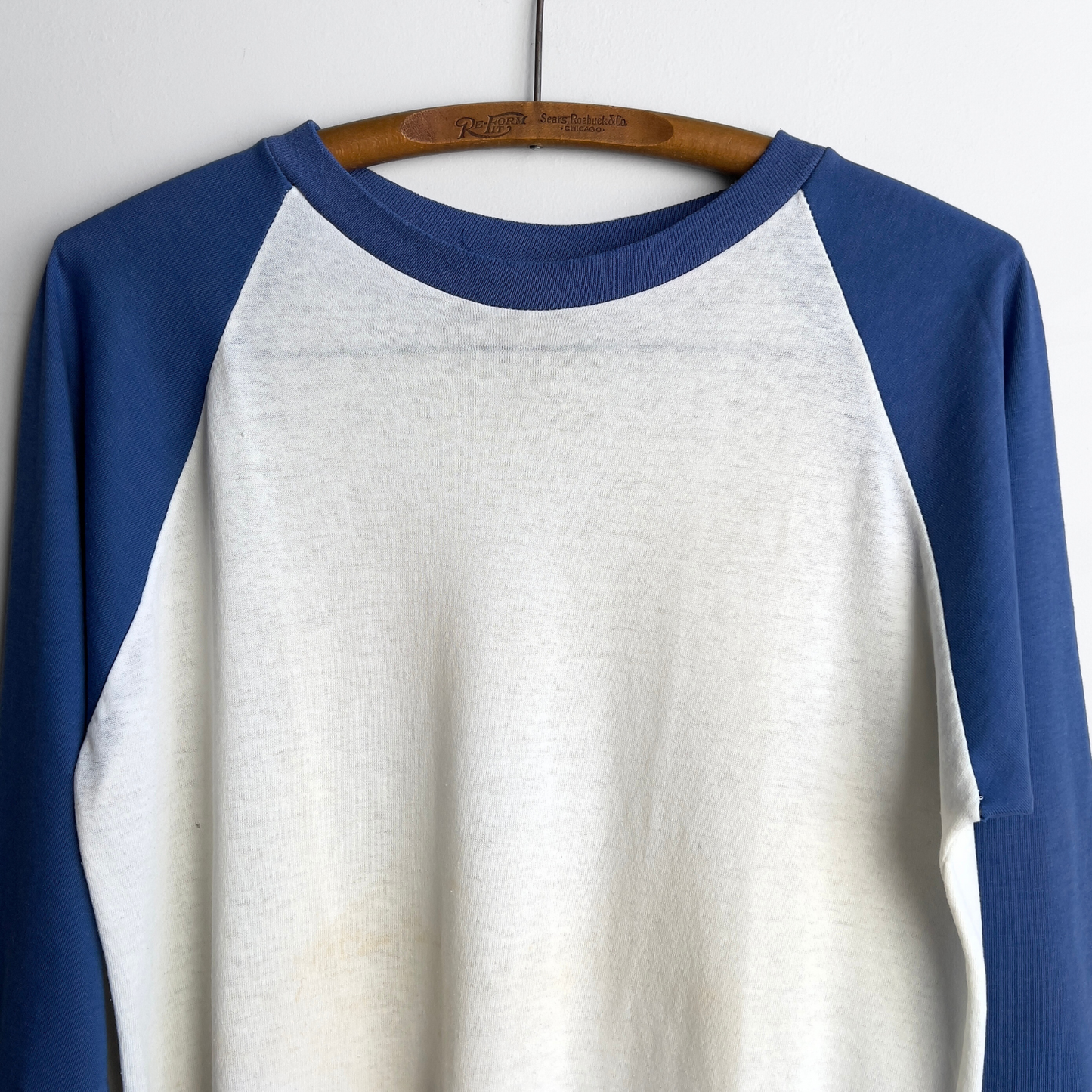 Vintage 1980s Blue & White Raglan Baseball Tee  - Shop ThreadCount Vintage Co.