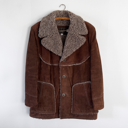 1970s Dark Brown Split Cowhide Leather Coat  - Shop ThreadCount Vintage Co.