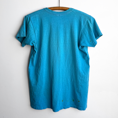 1960s Faded & Distressed Blue Cotton Pocket Tee  - Shop ThreadCount Vintage Co.