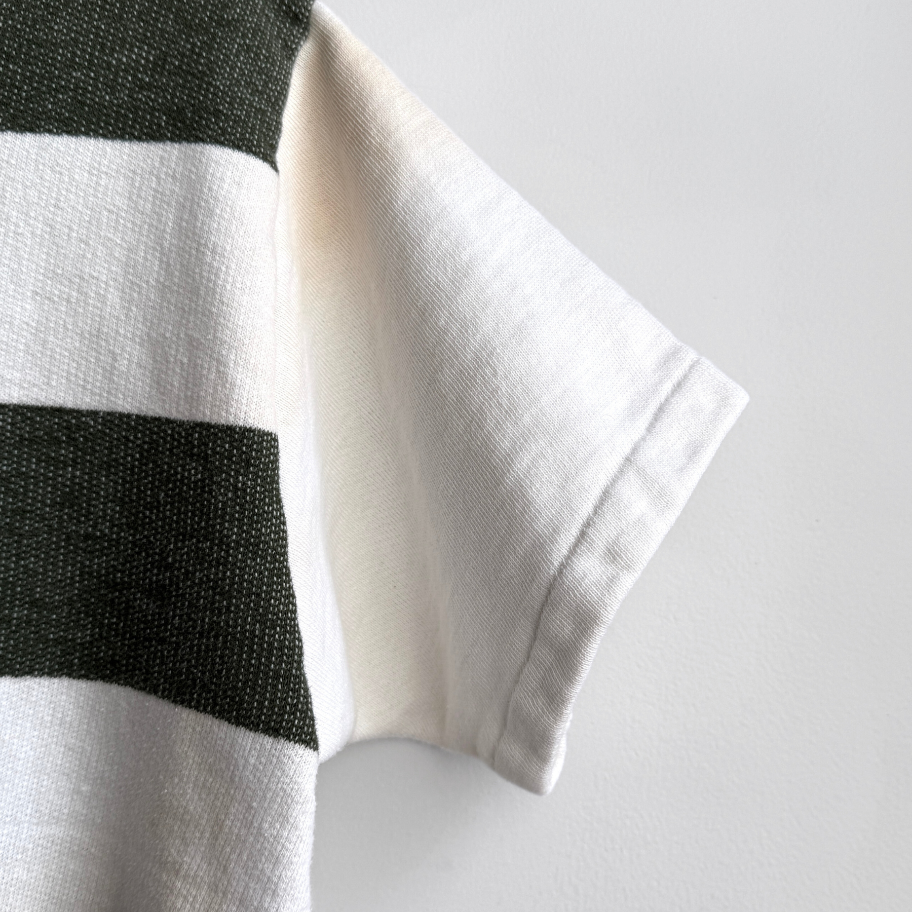 Vintage 1950s Green & White Striped Short Sleeve Sweatshirt  - Shop ThreadCount Vintage Co.