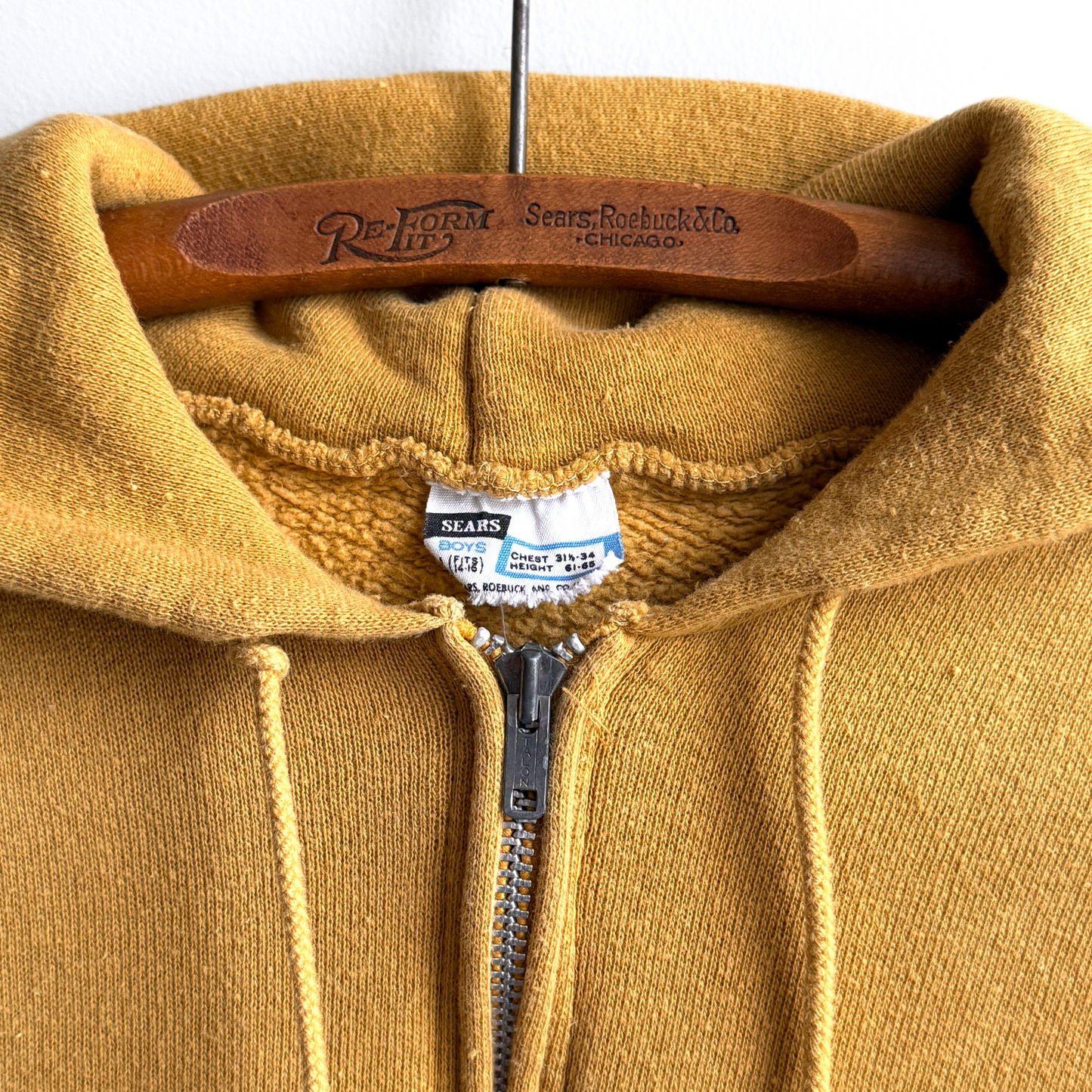 Vintage 1960s Faded Yellow Cotton Zip Up Kids Hoodie  - Shop ThreadCount Vintage Co.