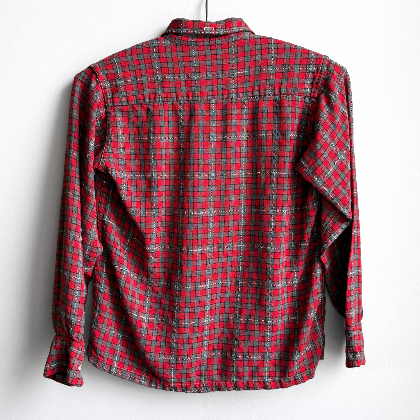 Vintage 1960s Red & Black Check Plaid Rayon Button Down Shirt  - Shop ThreadCount Vintage Co.