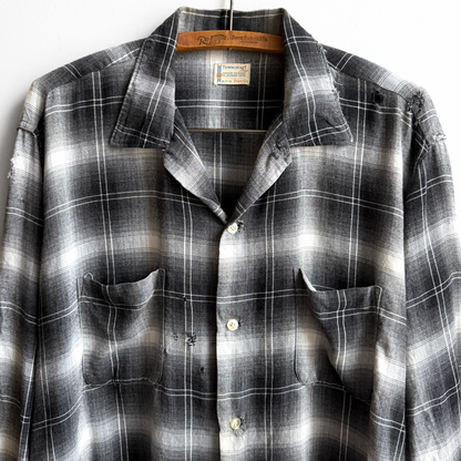 1950s Towncraft Shadow Plaid Rayon Shirt  - Shop ThreadCount Vintage Co.