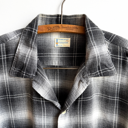 1950s Towncraft Shadow Plaid Rayon Shirt  - Shop ThreadCount Vintage Co.
