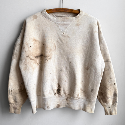 1940s Penney's Double V Distressed White Sweatshirt  - Shop ThreadCount Vintage Co.