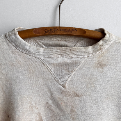 1940s Penney's Double V Distressed White Sweatshirt  - Shop ThreadCount Vintage Co.