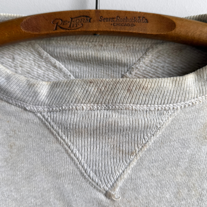 1940s Penney's Double V Distressed White Sweatshirt  - Shop ThreadCount Vintage Co.