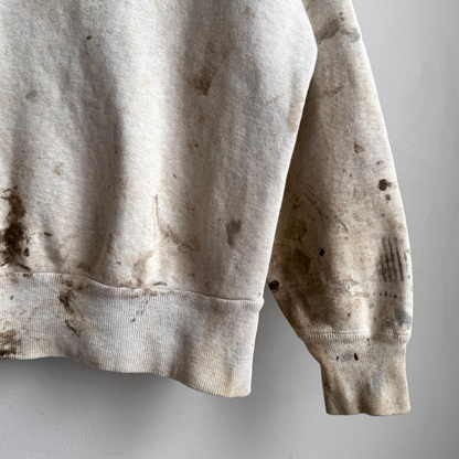 1940s Penney's Double V Distressed White Sweatshirt  - Shop ThreadCount Vintage Co.