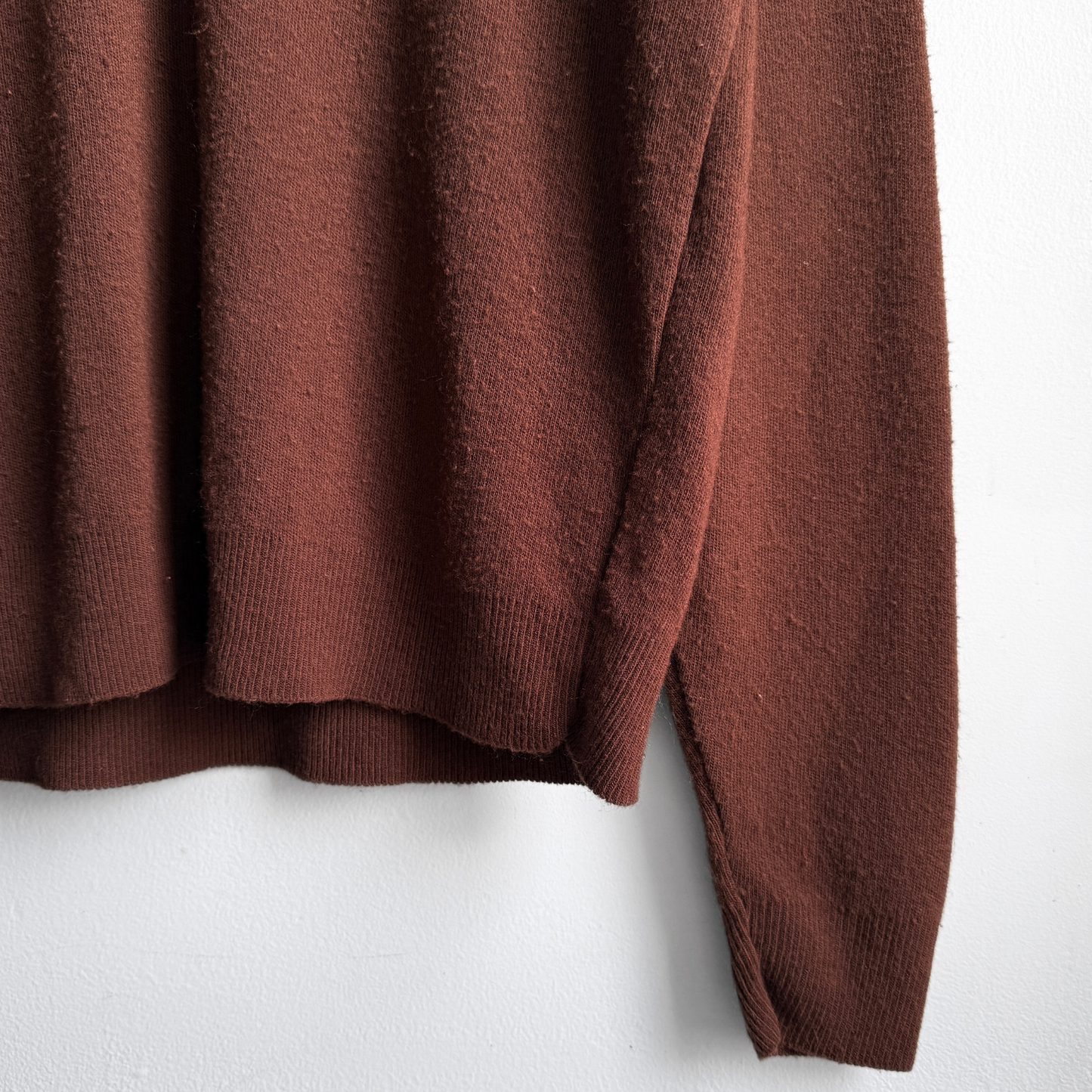 Vintage 1970s Brown V-Neck Acrylic Knit Sweater  - Shop ThreadCount Vintage Co.