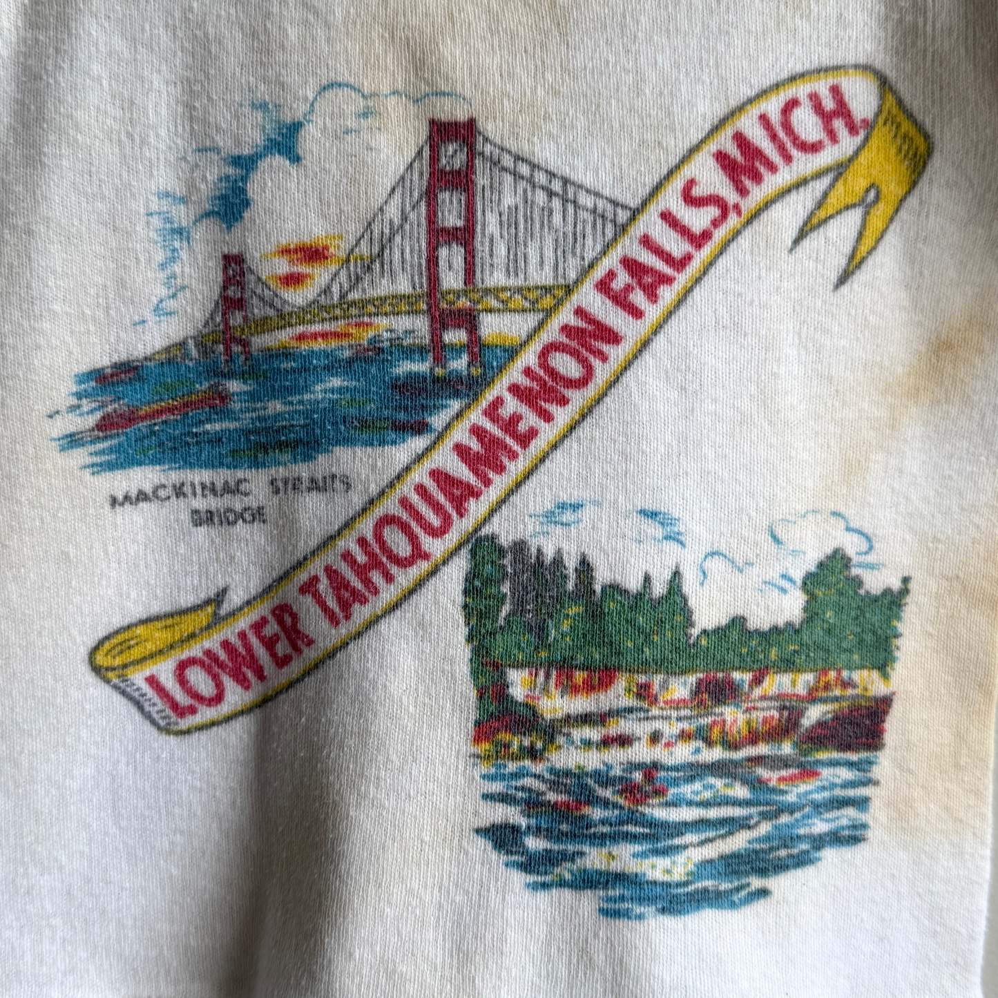 Vintage 1950s Lower Tahquamenon Falls Michigan Souvenir Tee  - Shop ThreadCount Vintage Co.