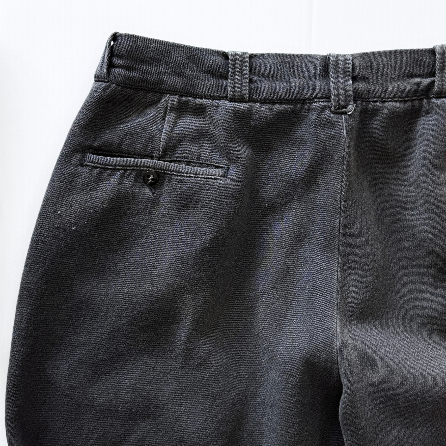 Vintage 1950s Faded Black Whipcord Sanforized Workwear Pants  - Shop ThreadCount Vintage Co.