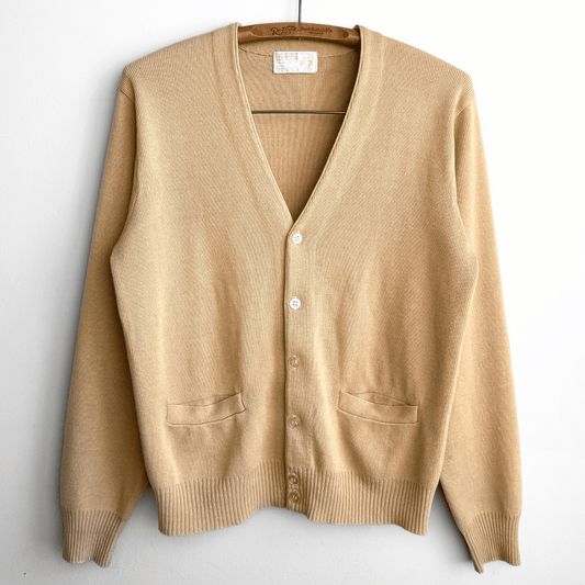 Vintage 1980s Light Tan Acrylic Knit Cardigan  - Shop ThreadCount Vintage Co.